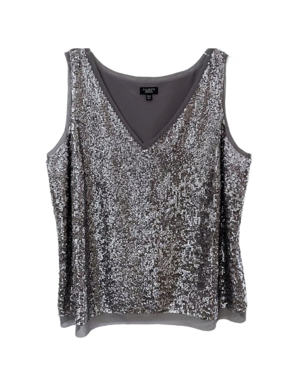 Talbots Fully Lined Sequin Tank Top Sz 14P